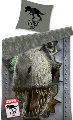 Dinosaur sengetøj - 100% bomuld - Børnesengetøj 140x200 cm - T-Rex