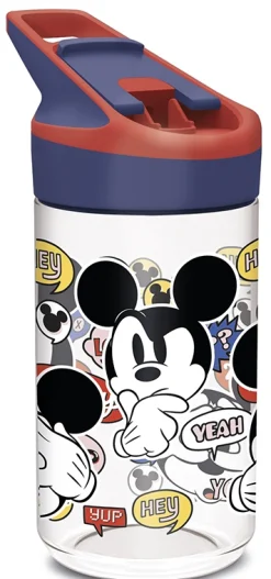 Disney Mickey Mouse drikkedunk - Vandflaske med flipfunktion og sugerør