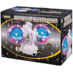 Dobbelt diskokugle med rainbow LED-lys og USB-kabel - 2x13 cm
