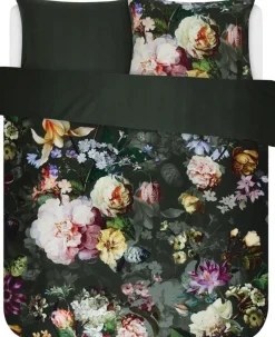Dobbeltdyne sengetøj 200x200 cm - Fleur Green - Vendbar sengesæt - 100% bomuldssatin - Essenza sengetøj