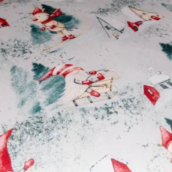 Dobbelt julesengetøj 200x220 cm - 100% bomuld - Gråt med nisse design