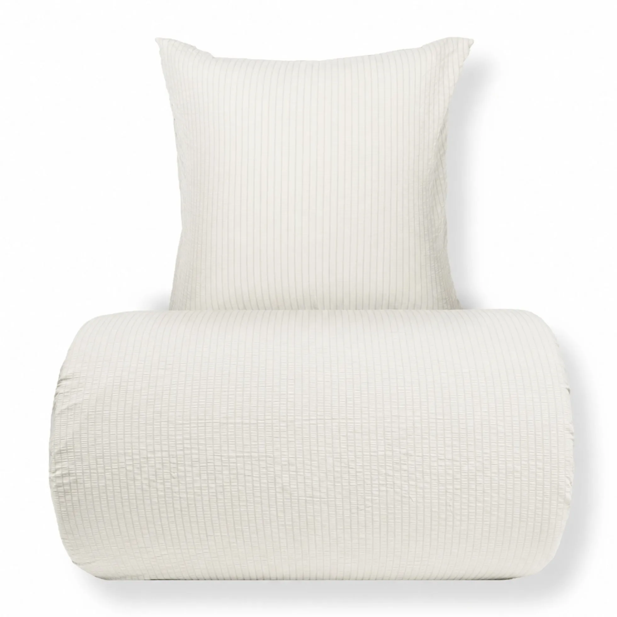 Dobbelt sengetøj 200x220 cm - Bæk og bølge - Microfiber - Hvid seer sucker
