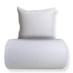 Dobbelt sengetøj 200x220 cm - Bæk og Bølge - 100% Bomulds krep - Hvidt ensfarvet