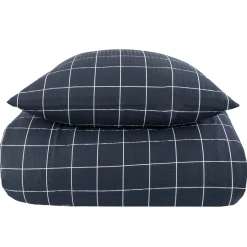 Dobbelt sengetøj 200x220 cm - Bæk og Bølge - 100% Bomulds krep - Blå tern