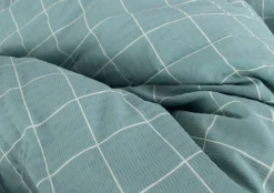 Dobbelt sengetøj 240x220 cm - Bæk og Bølge - 100% Bomulds krep - Grønne tern