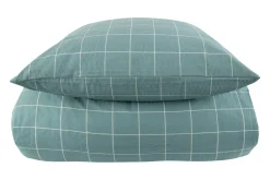 Dobbelt sengetøj 240x220 cm - Bæk og Bølge - 100% Bomulds krep - Grønne tern