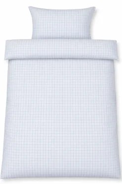 Dobbelt sengetøj 200x220 cm - 100% bomuld - Blåt med mørkeblå tern