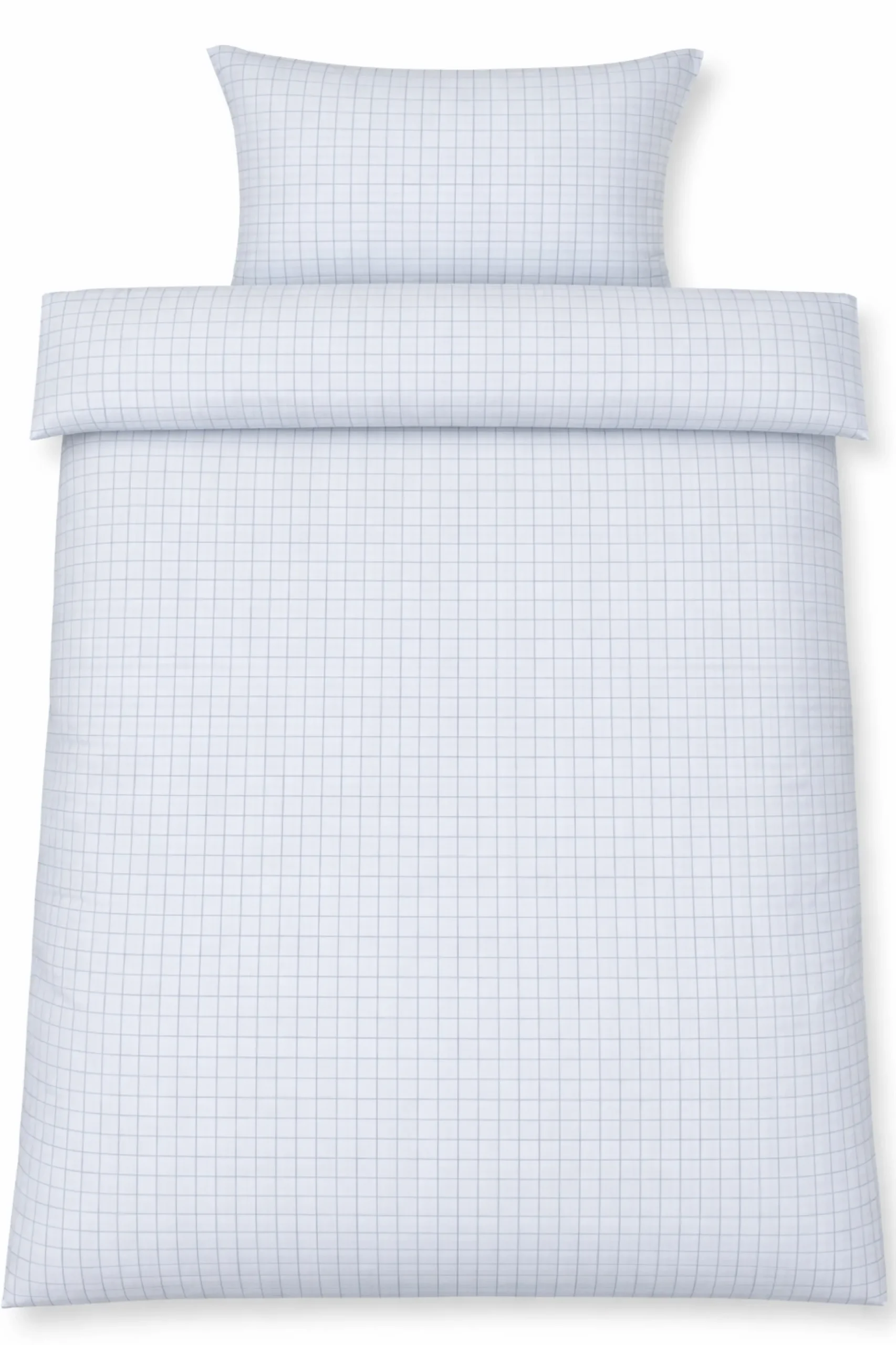 Dobbelt sengetøj 200x220 cm - 100% bomuld - Blåt med mørkeblå tern
