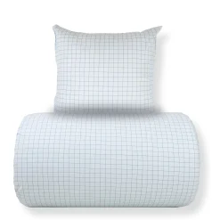 Dobbelt sengetøj 200x220 cm - 100% bomuld - Blåt med mørkeblå tern