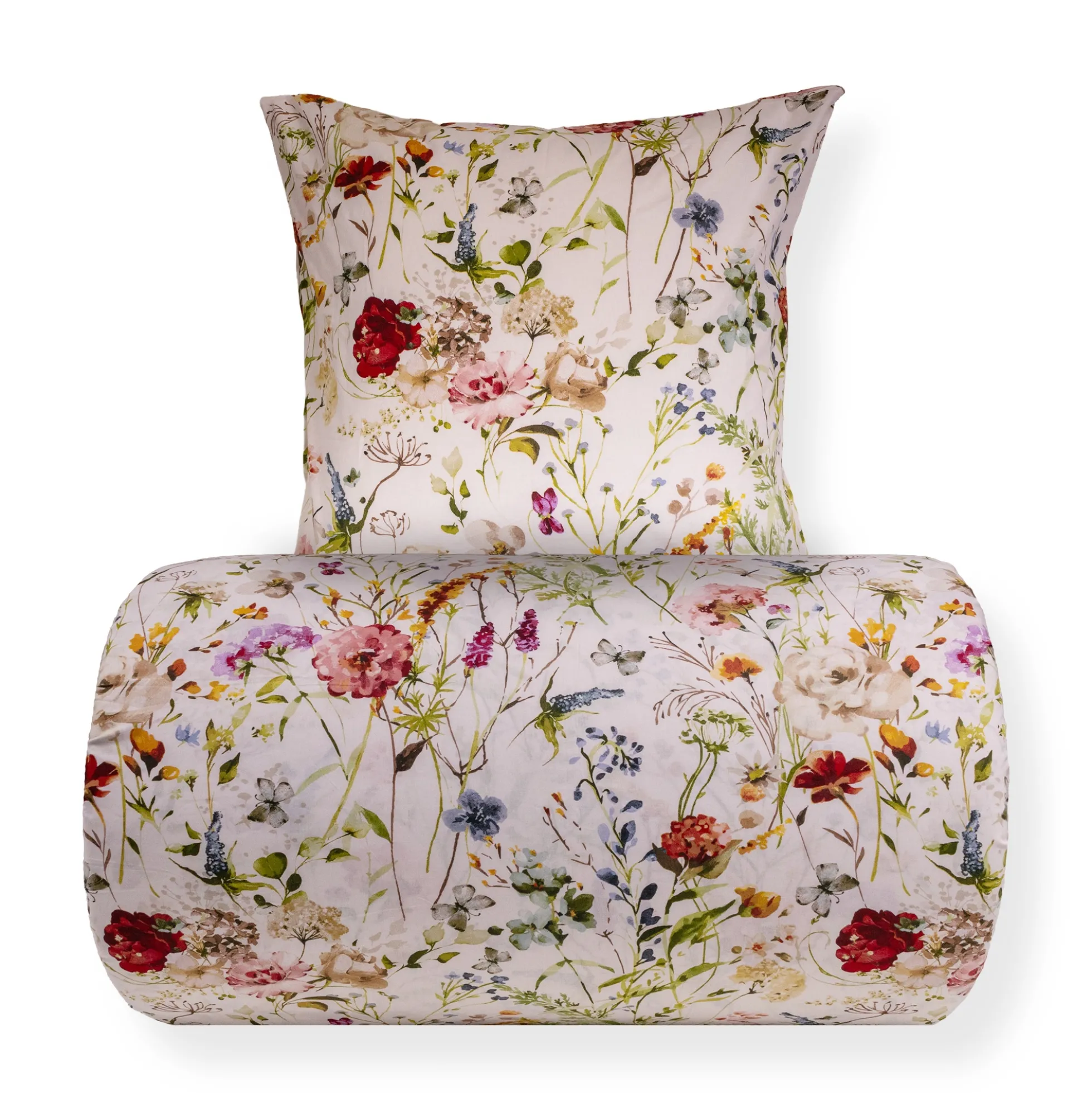 Dobbelt sengetøj 200x220 cm - 100% bomuld - Design med vilde blomster