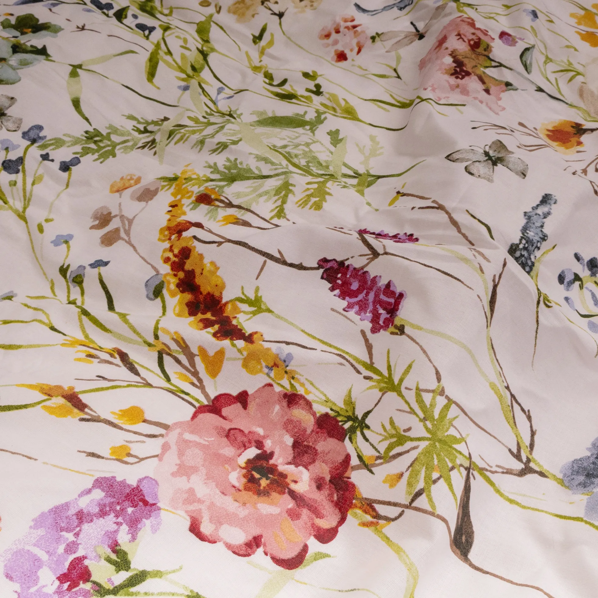 Dobbelt sengetøj 200x220 cm - 100% bomuld - Design med vilde blomster