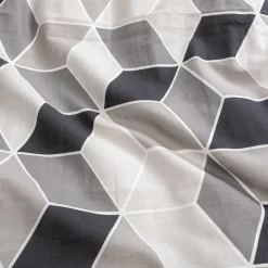 Dobbelt sengetøj 200x220 cm - 100% bomuld - Gråt med grafisk design