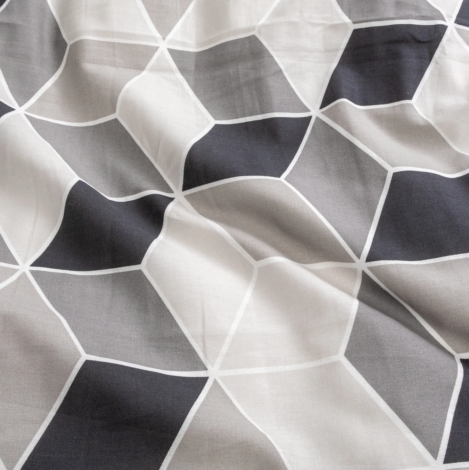 Dobbelt sengetøj 200x220 cm - 100% bomuld - Gråt med grafisk design