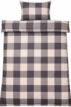 Dobbelt sengetøj 200x220 cm - 100% bomuld - Grå tern