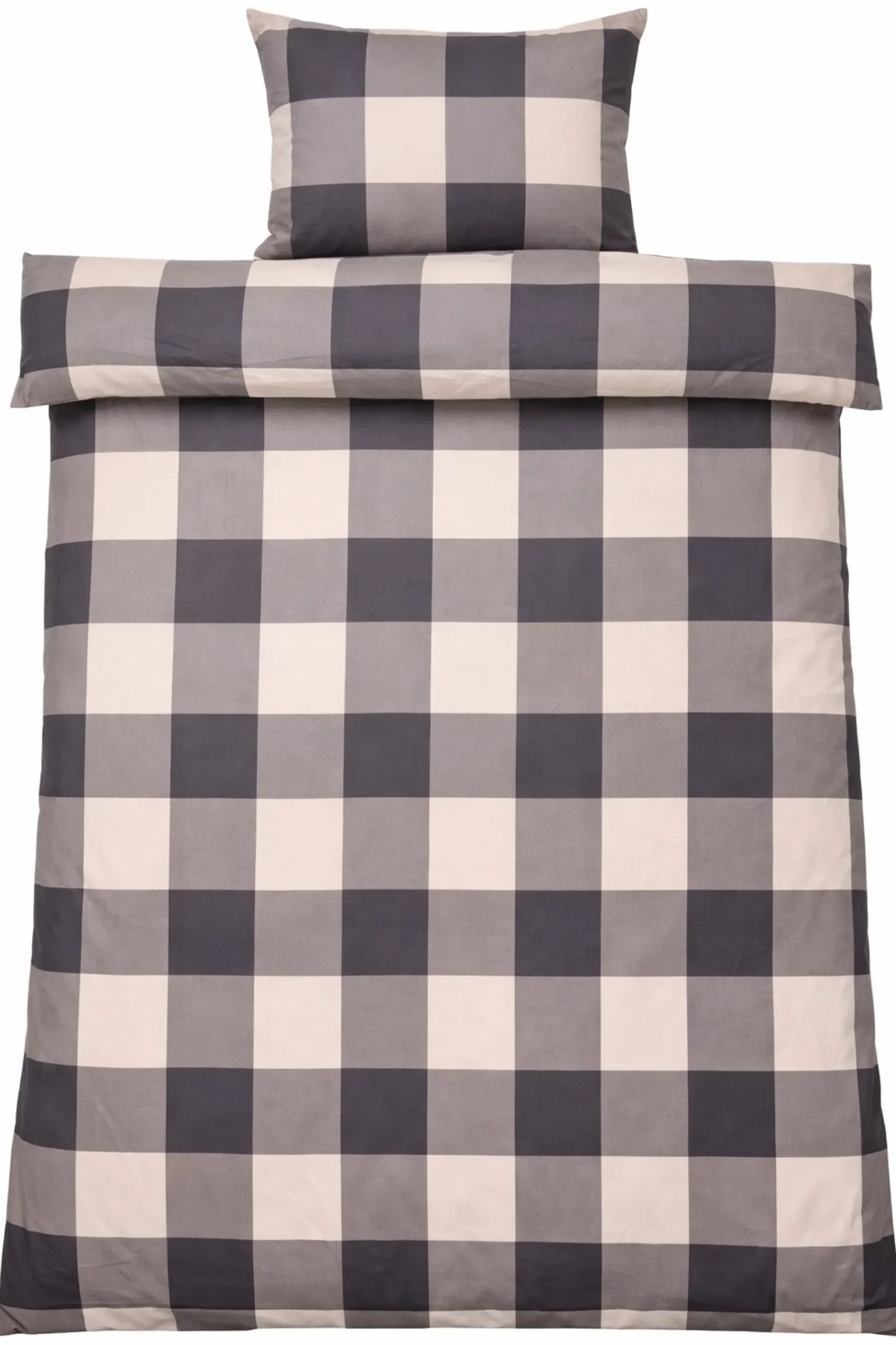 Dobbelt sengetøj 200x220 cm - 100% bomuld - Grå tern