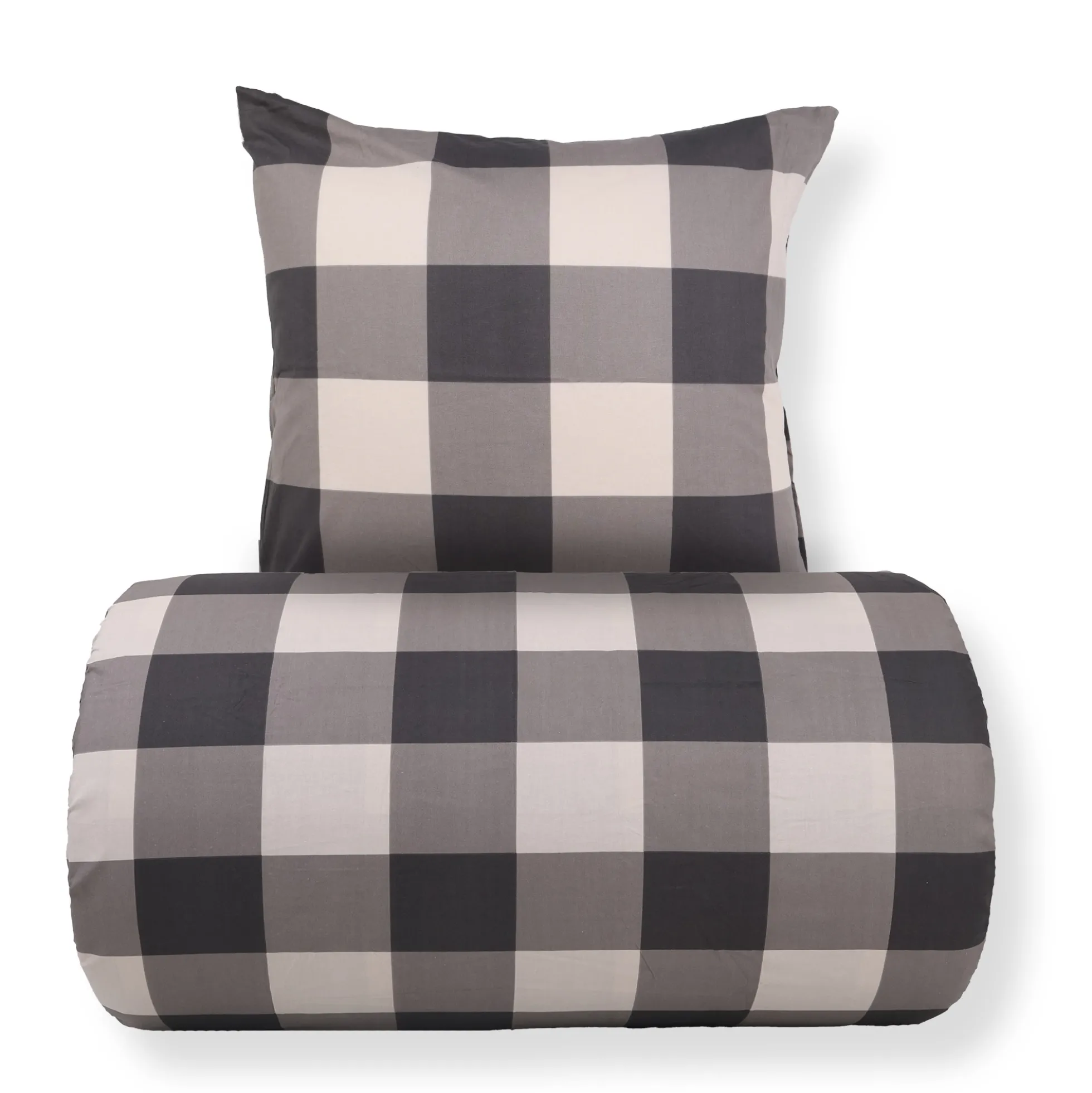 Dobbelt sengetøj 200x220 cm - 100% bomuld - Grå tern