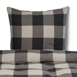 Dobbelt sengetøj 200x220 cm - 100% bomuld - Grå tern