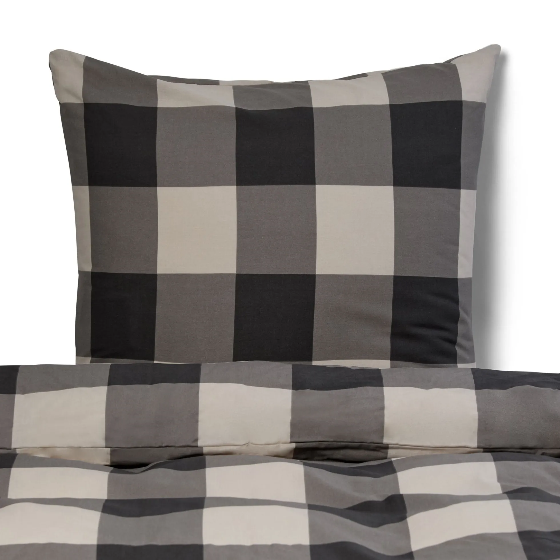 Dobbelt sengetøj 200x220 cm - 100% bomuld - Grå tern