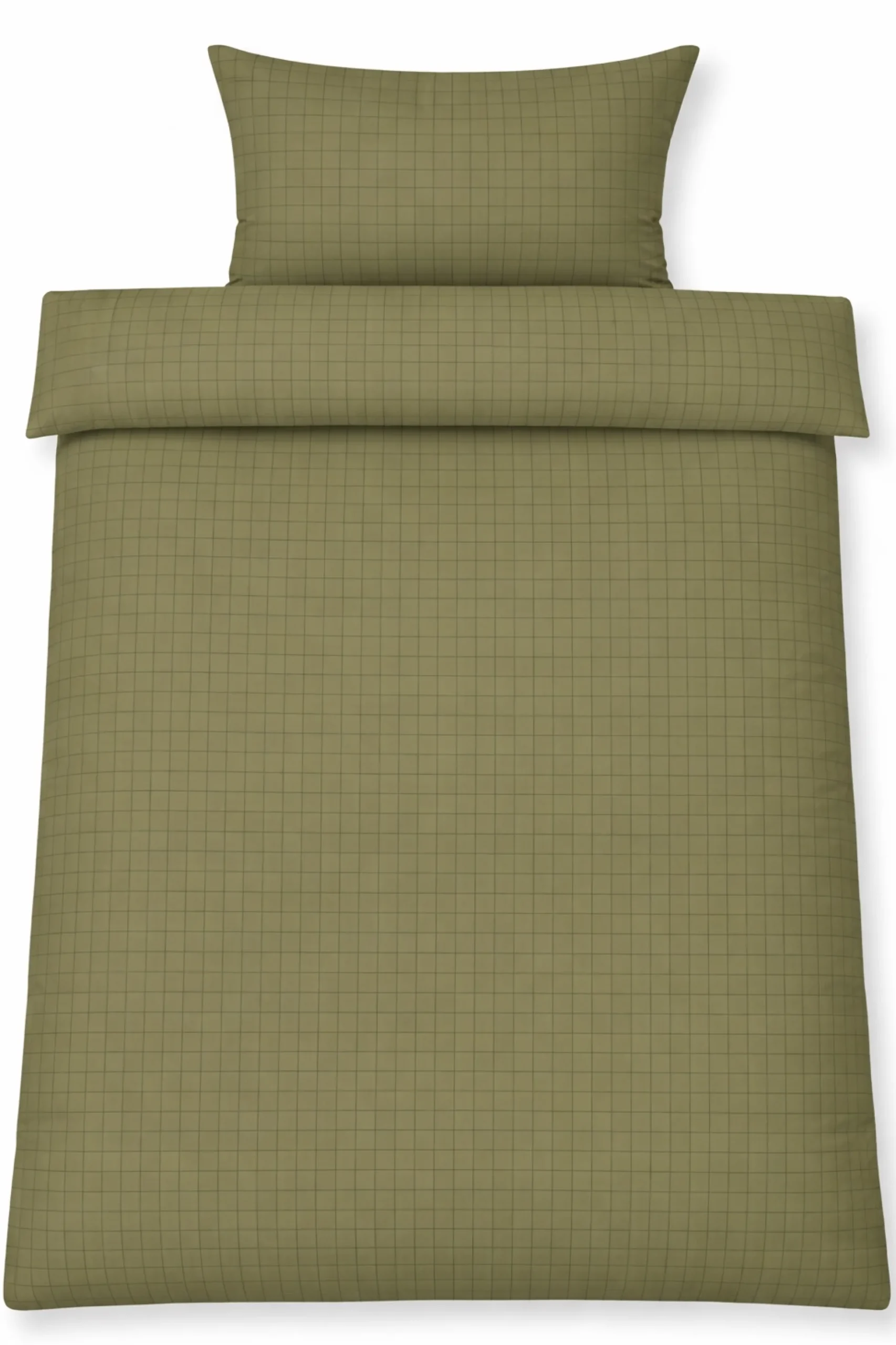 Dobbelt sengetøj 200x220 cm - 100% bomuld - Grønt med mørkegrønne tern