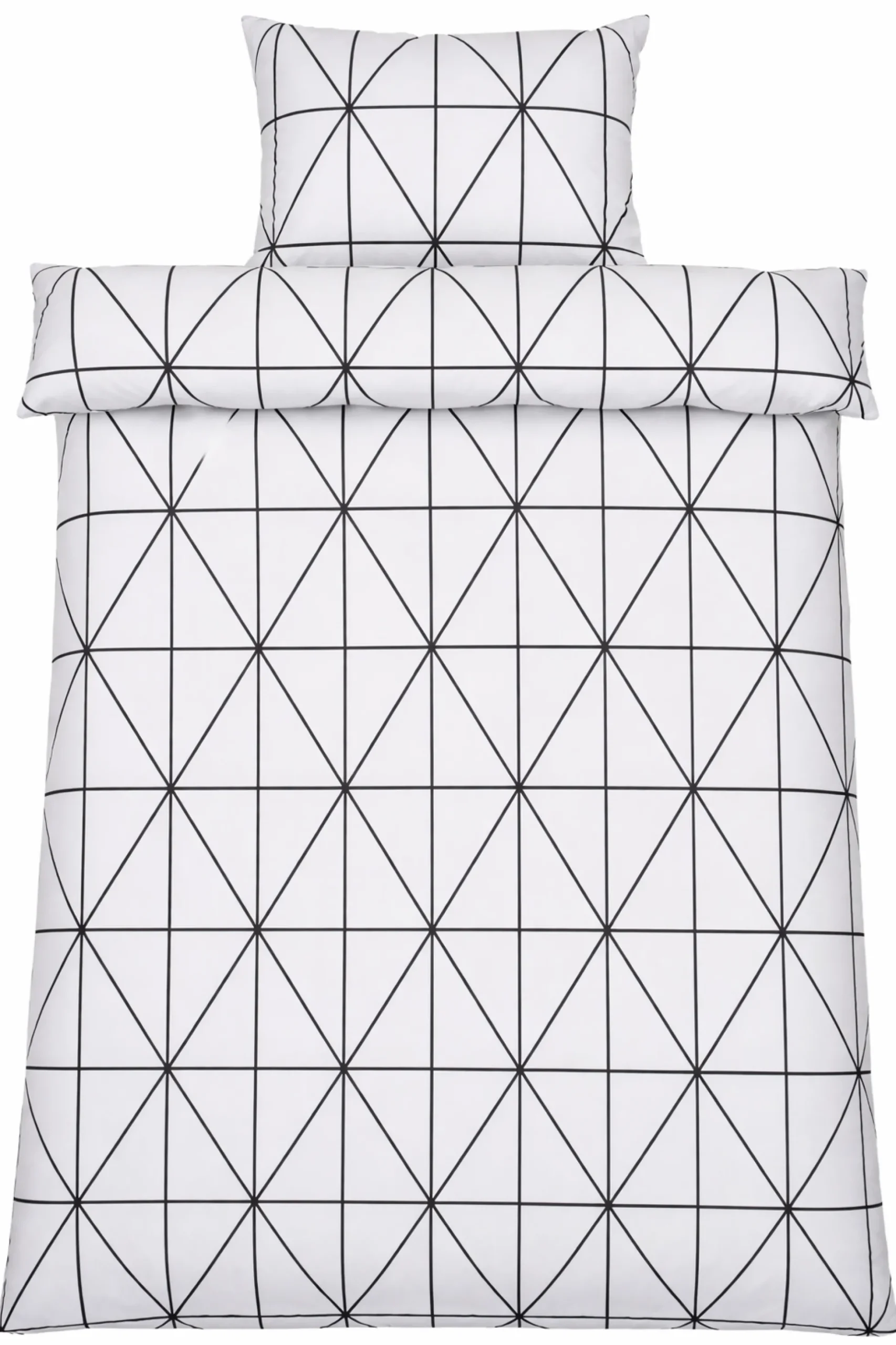 Dobbelt sengetøj 200x200 cm - 100% bomuld - Hvidt med sorte harlekintern