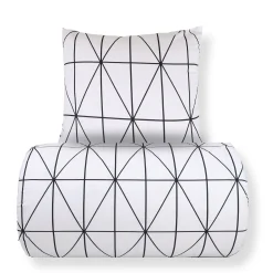 Dobbelt sengetøj 200x200 cm - 100% bomuld - Hvidt med sorte harlekintern