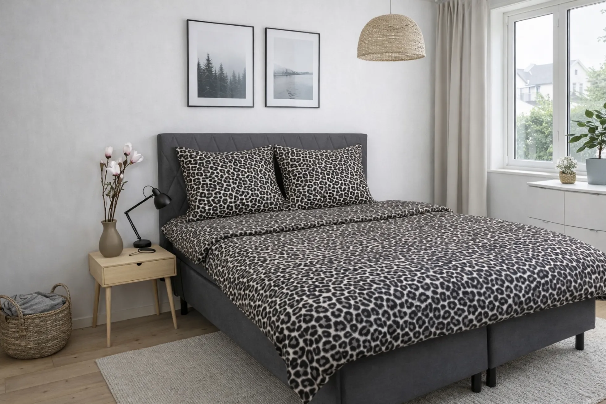 Dobbelt sengetøj 200x200 cm - 100% Bomuld - Leopard print