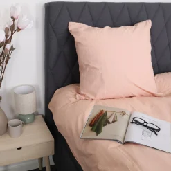 Dobbelt sengetøj 240x220 cm - 100% bomuld - Rosa med hvide striber
