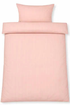 Dobbelt sengetøj 240x220 cm - 100% bomuld - Rosa med hvide striber