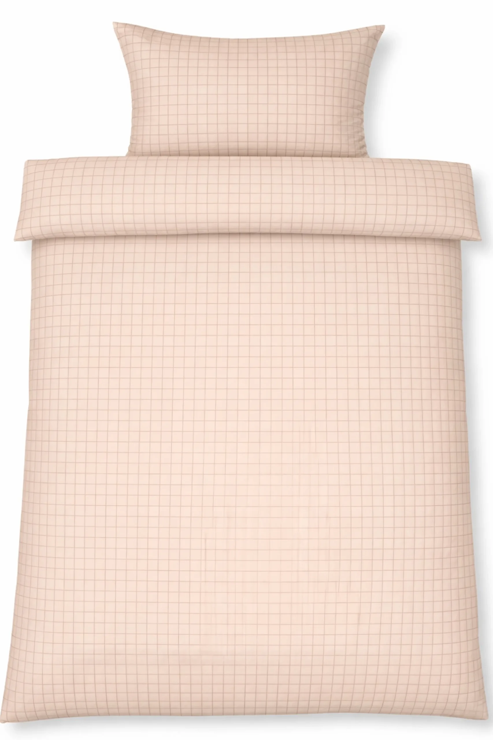 Dobbelt sengetøj 240x220 cm - 100% bomuld - Sandfarvet med brune tern