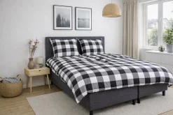 Dobbelt sengetøj 200x200 cm - Bomulds flonel - Sorte og hvide tern