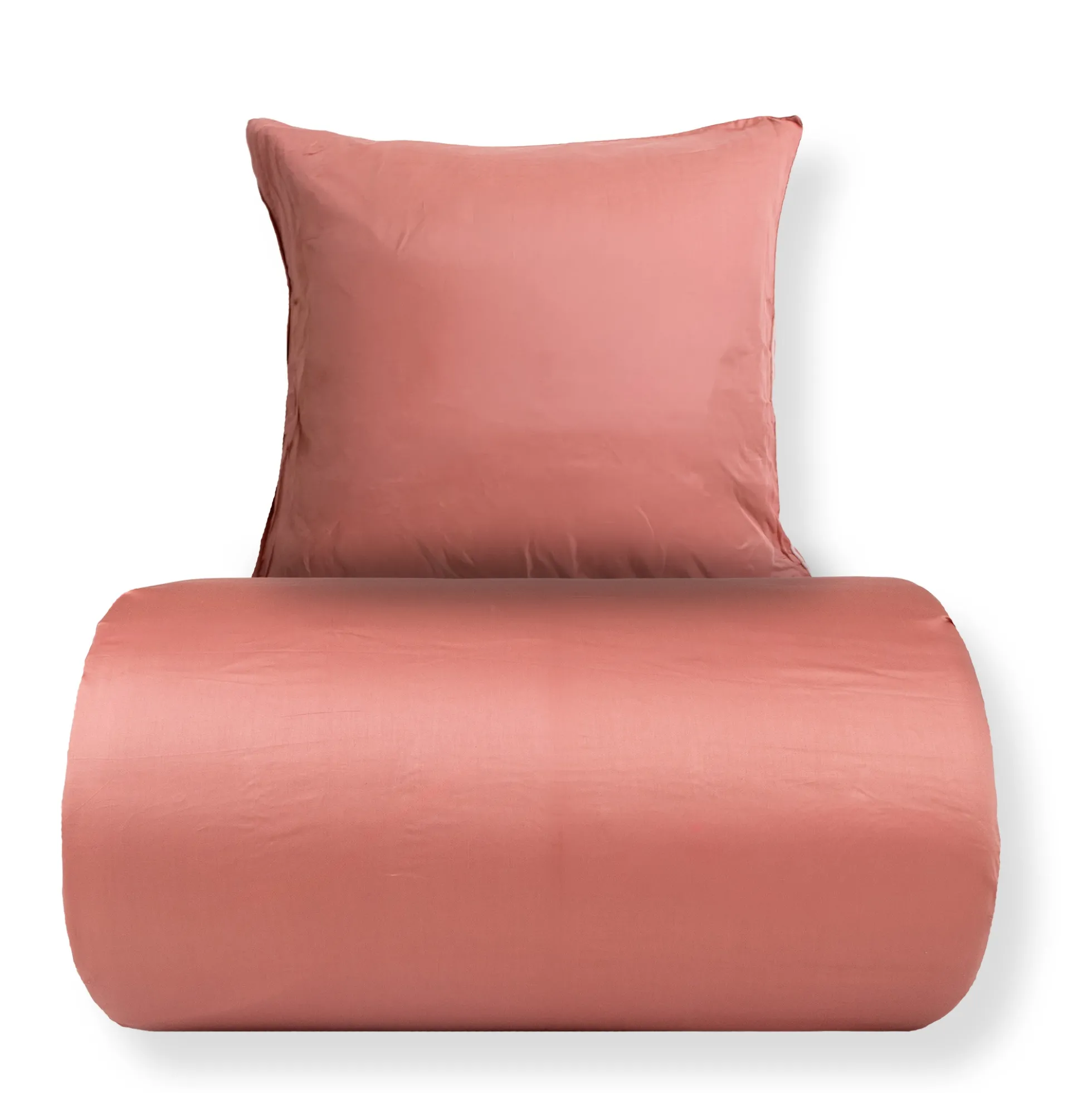 Dobbelt sengetøj 200x220 cm - 100% bomuldssatin - Rosa med lys rosa pipingkant