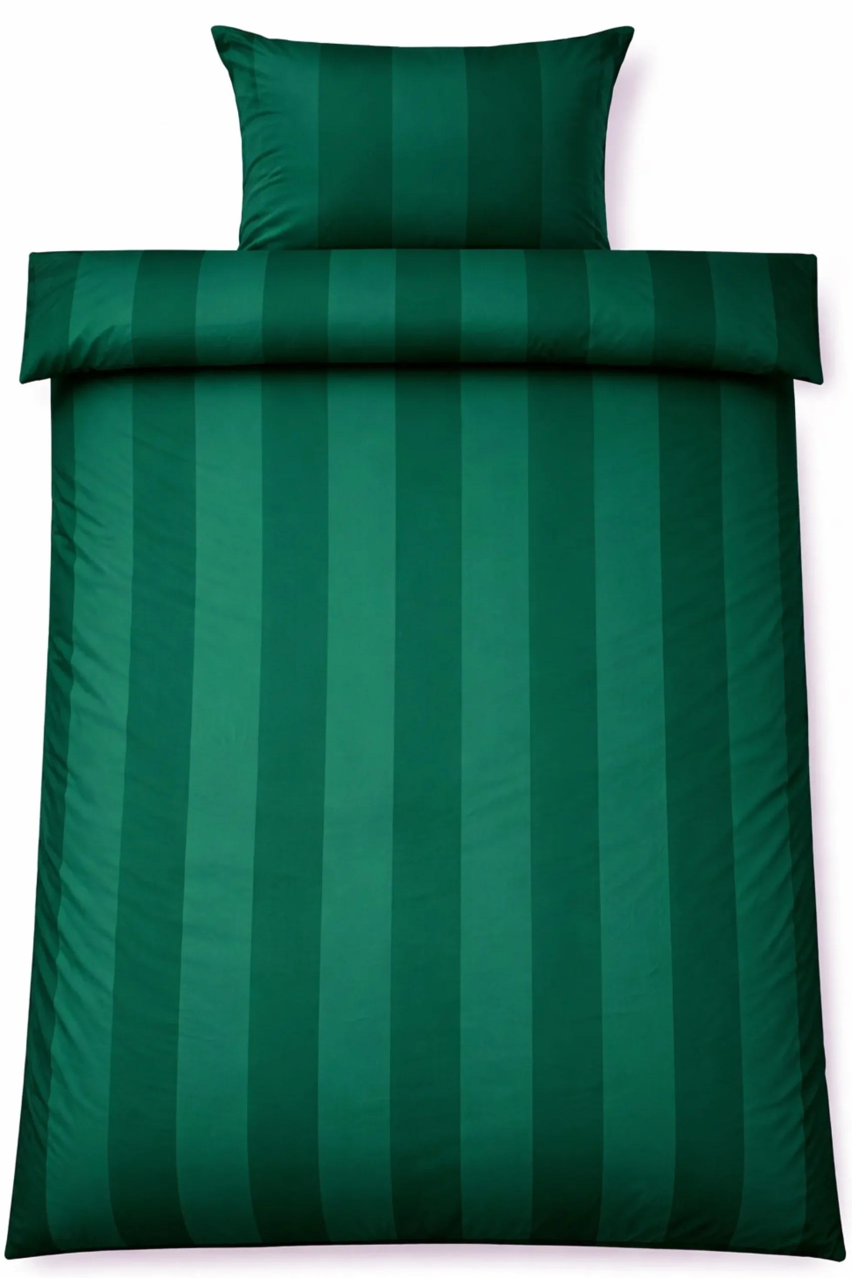 Dobbelt sengetøj 200x220 cm - 100% bomuldssatin - Lone - Grønne jacquardvævet striber