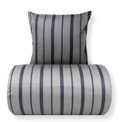 Dobbelt sengetøj 200x220 cm - 100% bomuldssatin - Lana - Grå og sorte striber