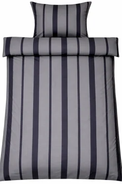 Dobbelt sengetøj 200x220 cm - 100% bomuldssatin - Lana - Grå og sorte striber