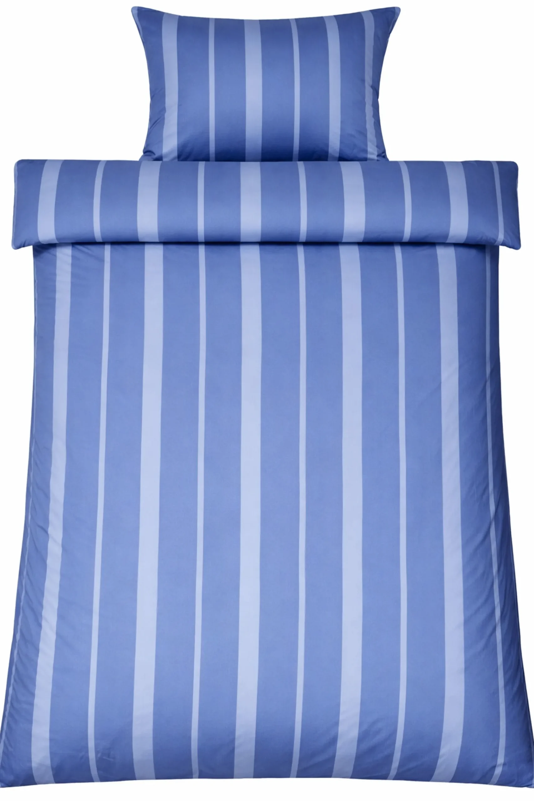 Dobbelt sengetøj 200x220 cm - 100% bomuldssatin - Lana - Blå og lyseblå striber