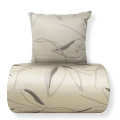 Dobbelt sengetøj 200x220 cm - 100% bomuldssatin - Iris - Beige blomster print