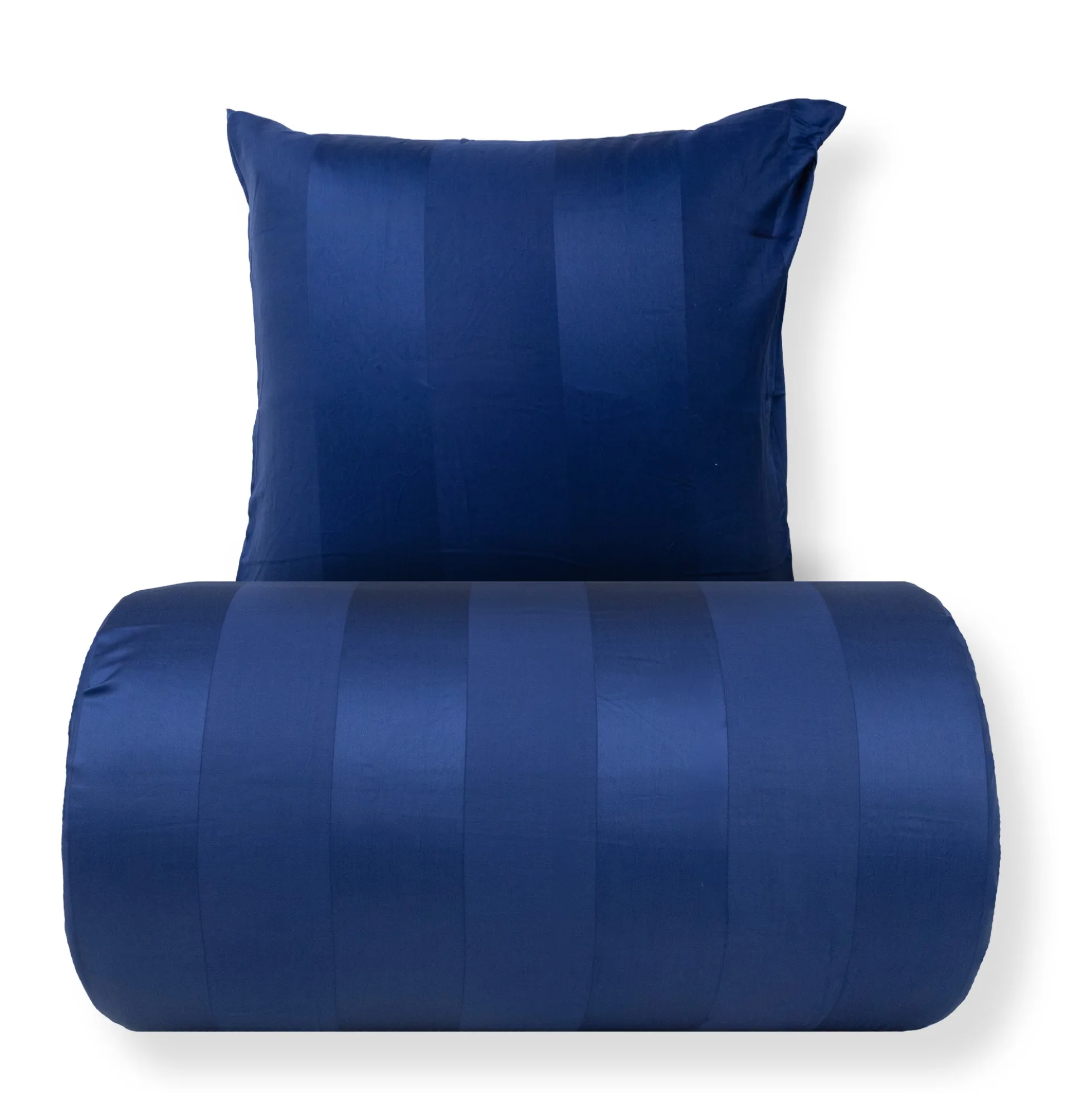 Dobbelt sengetøj 200x220 cm - 100% bomuldssatin - Diana - Blå jacquardvævet striber