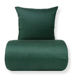 Dobbelt sengetøj 240x220 cm - 100% bomuldssatin - Klassisk grønne striber