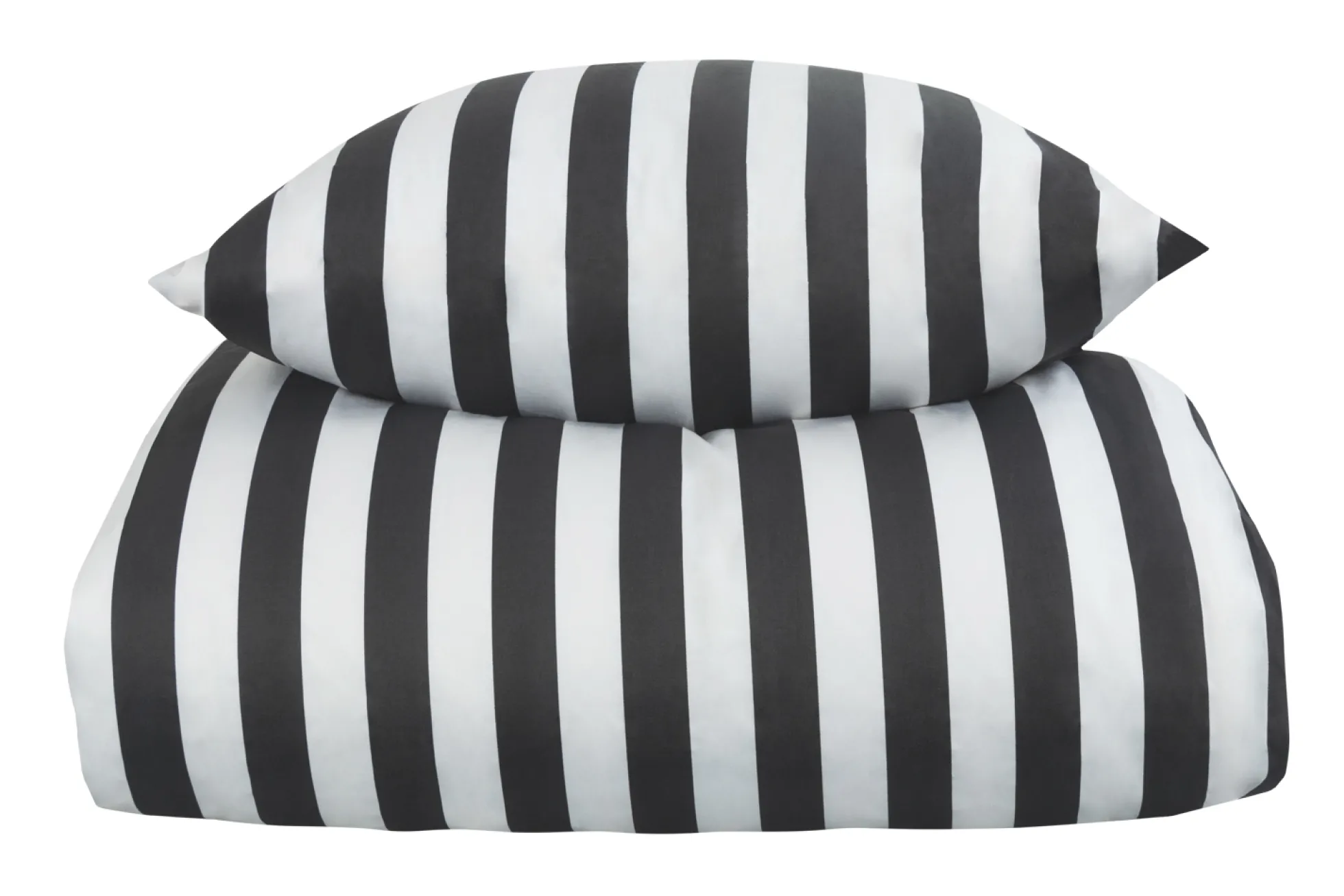 Dobbelt sengetøj 240x220 cm - 100% bomuldssatin - Nordic Stripe - Mørkegrå striber