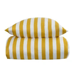 Dobbelt sengetøj 240x220 cm - 100% bomuldssatin - Nordic Stripe - Gule striber