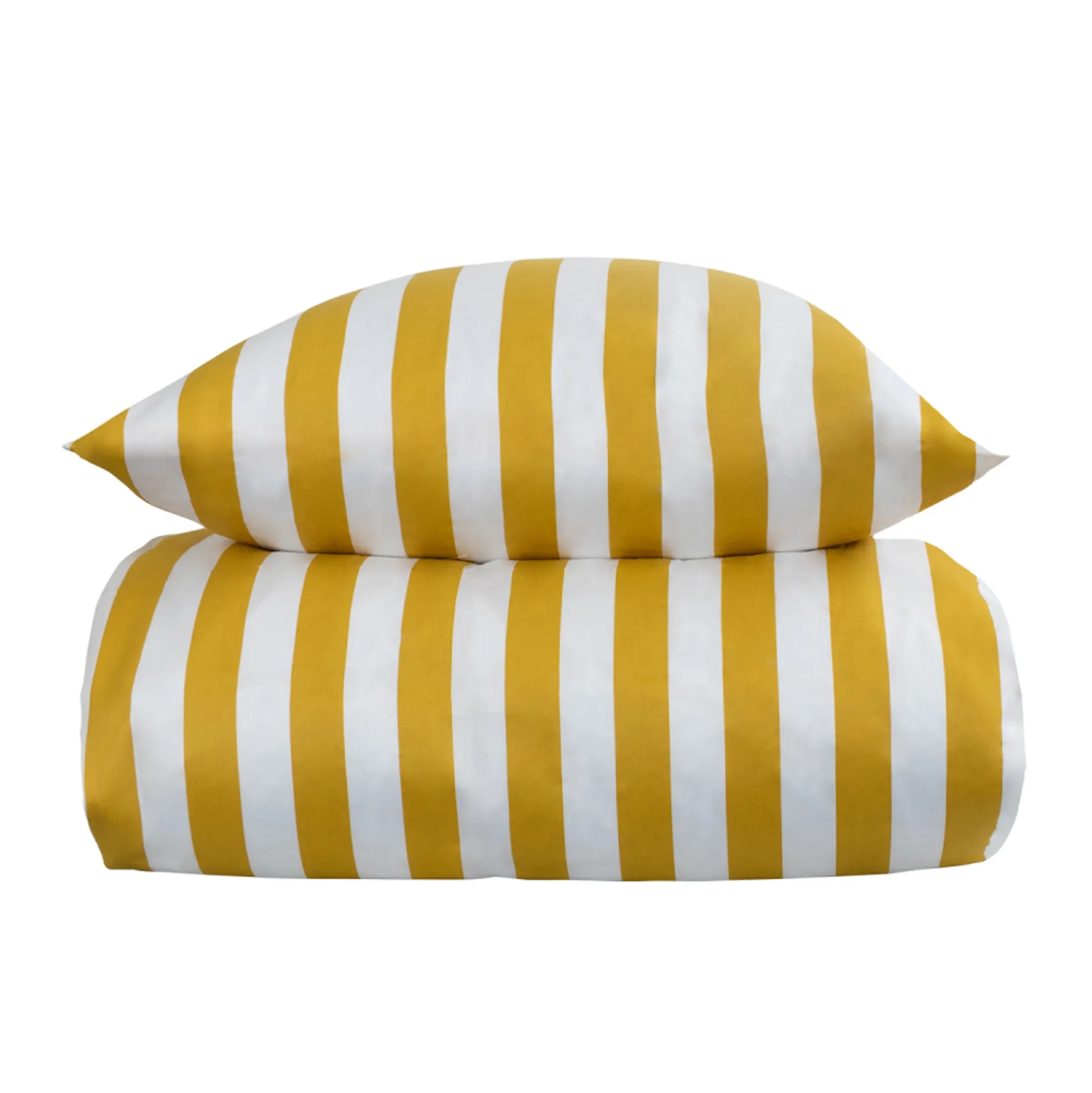 Dobbelt sengetøj 240x220 cm - 100% bomuldssatin - Nordic Stripe - Gule striber