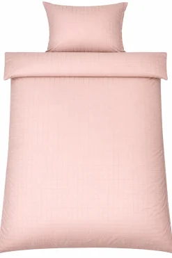 Dobbelt sengetøj 240x220 cm - 100% bomuldssatin - Rosa jacquardvævet - Ensfarvet
