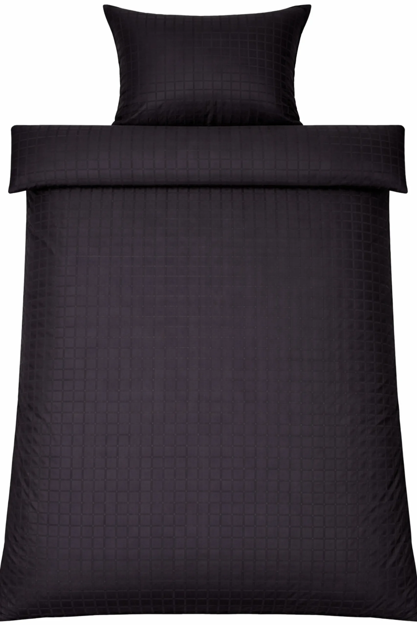 Dobbelt sengetøj 240x220 cm - 100% bomuldssatin - Mørkegrå jacquardvævet - Ensfarvet