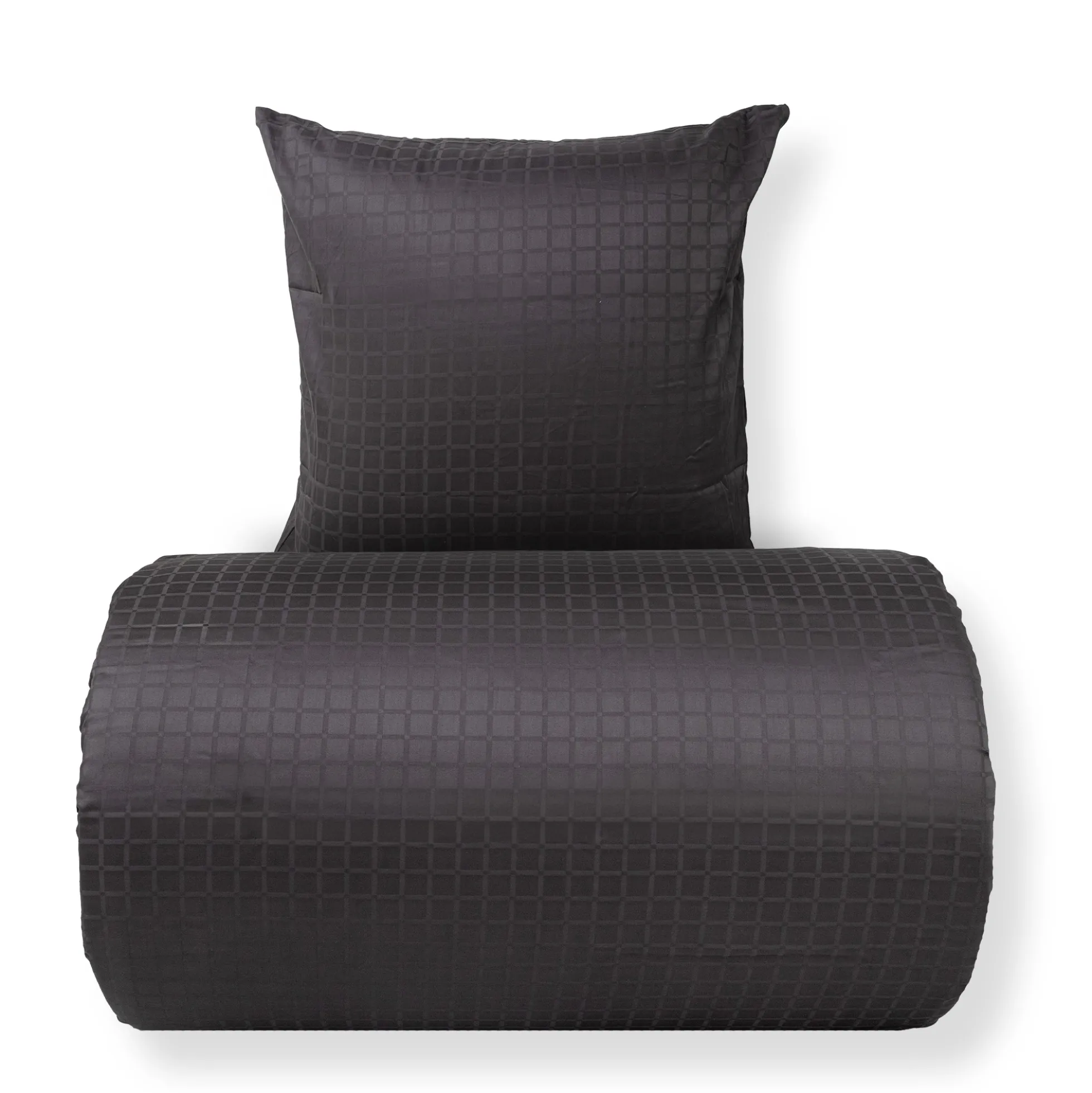 Dobbelt sengetøj 240x220 cm - 100% bomuldssatin - Mørkegrå jacquardvævet - Ensfarvet