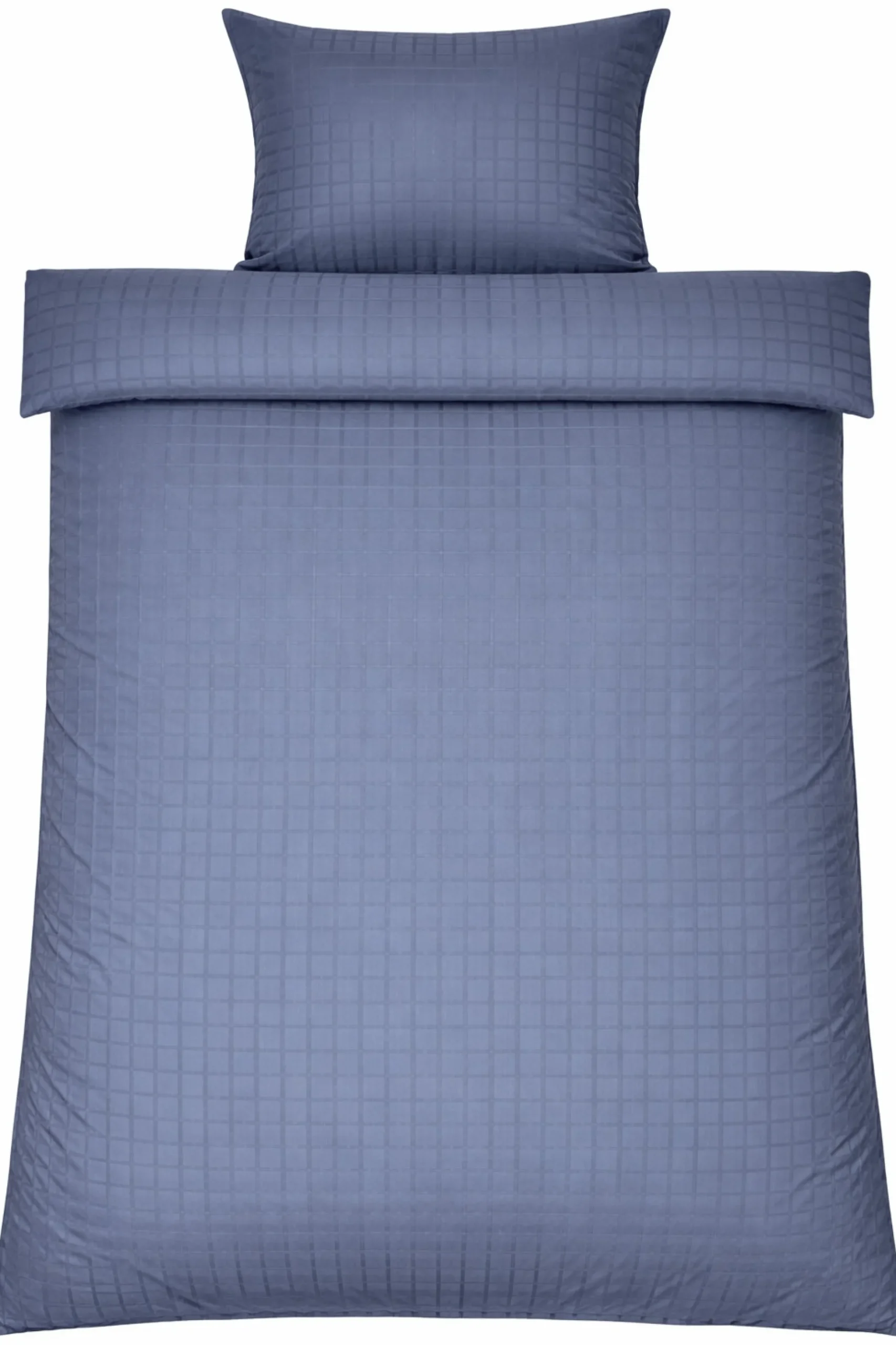 Dobbelt sengetøj 240x220 cm - 100% bomuldssatin - Blåt jacquardvævet - Ensfarvet
