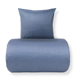 Dobbelt sengetøj 240x220 cm - 100% bomuldssatin - Blåt jacquardvævet - Ensfarvet