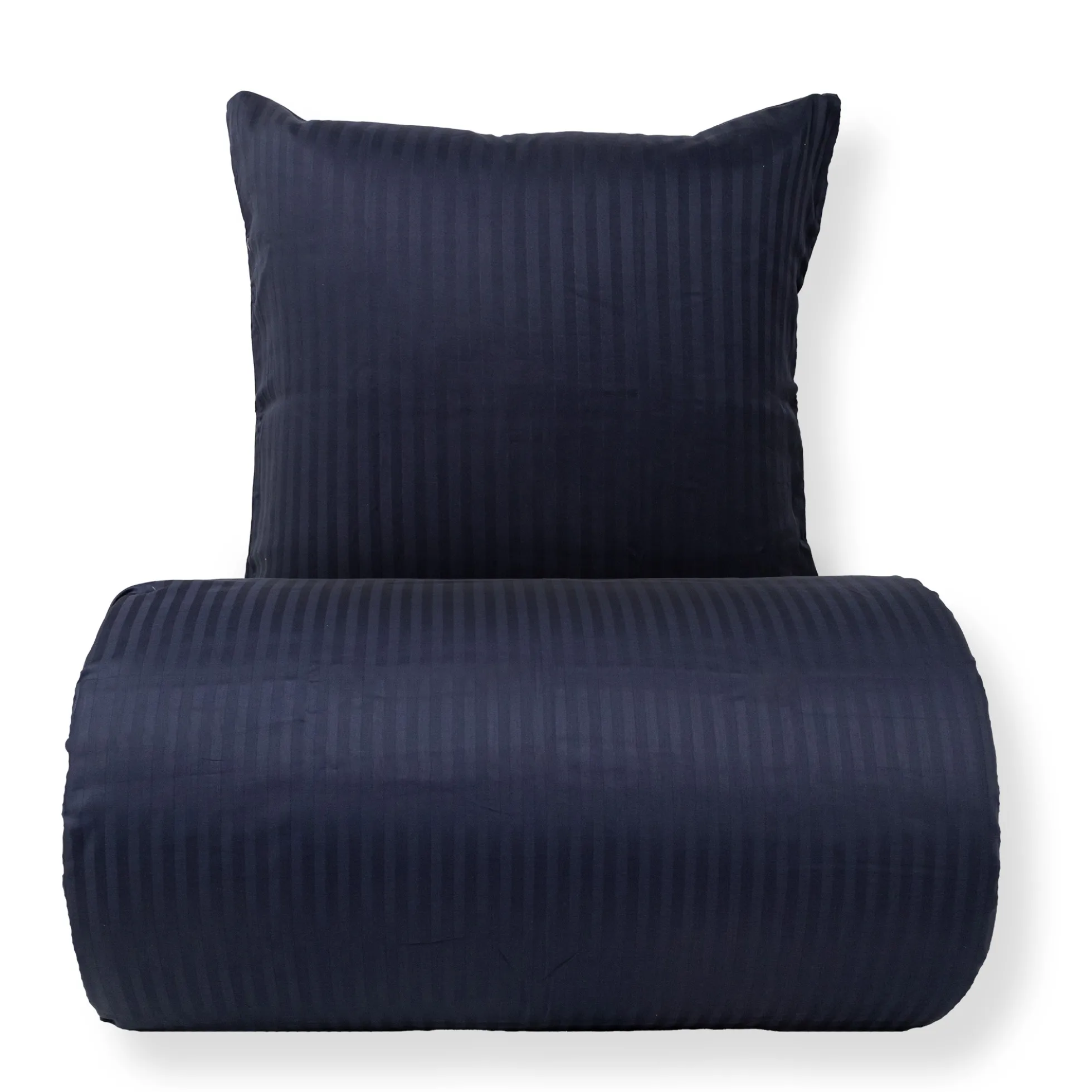 Dobbelt sengetøj 240x220 cm - 100% bomuldssatin - Klassisk mørkeblå striber