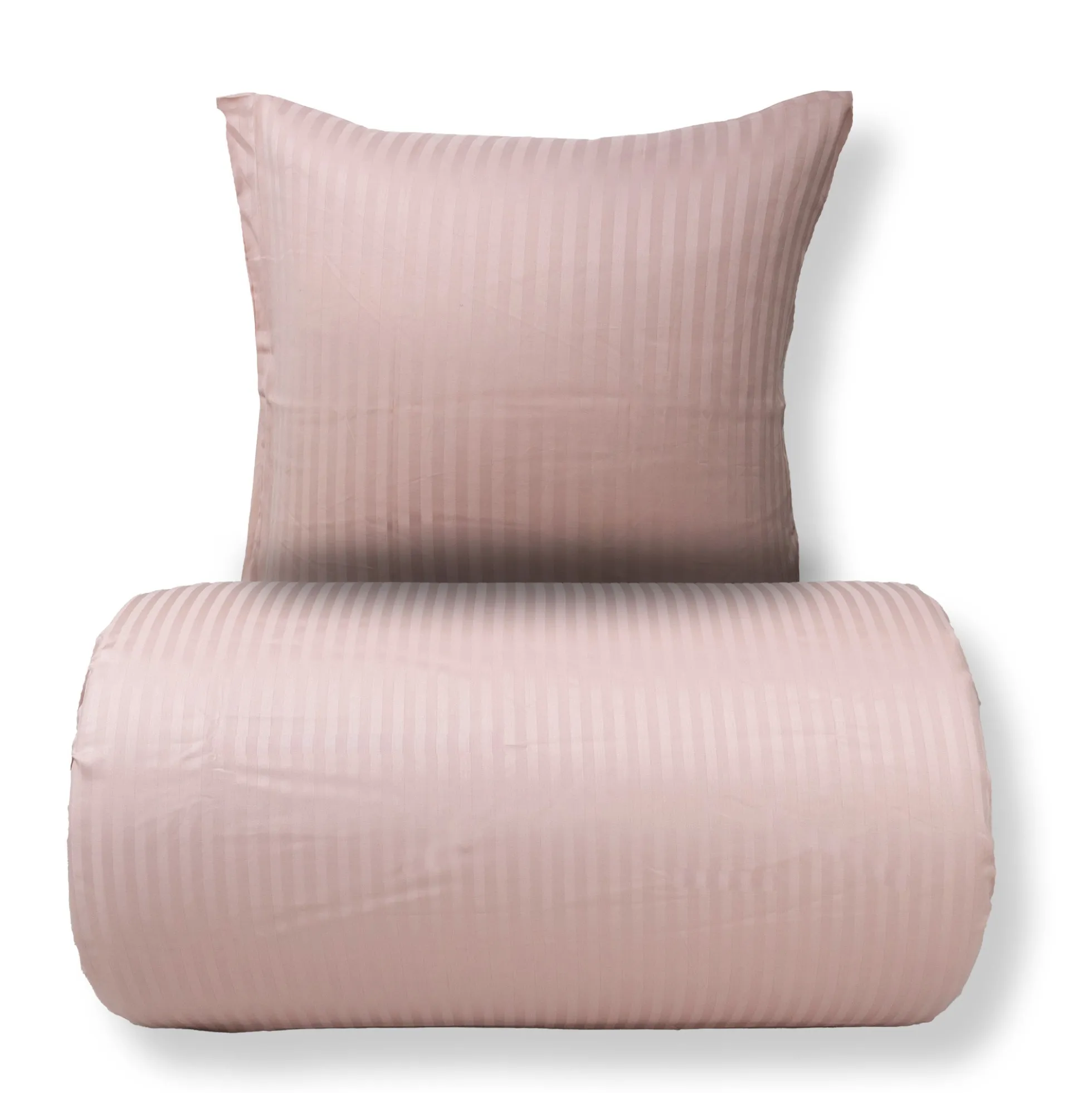 Dobbelt sengetøj 240x220 cm - 100% bomuldssatin - Klassisk lyserøde striber