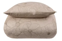 Dobbelt sengetøj 240x220 cm - Bomuldssatin - Big Flower sand - Vendbart blomster print