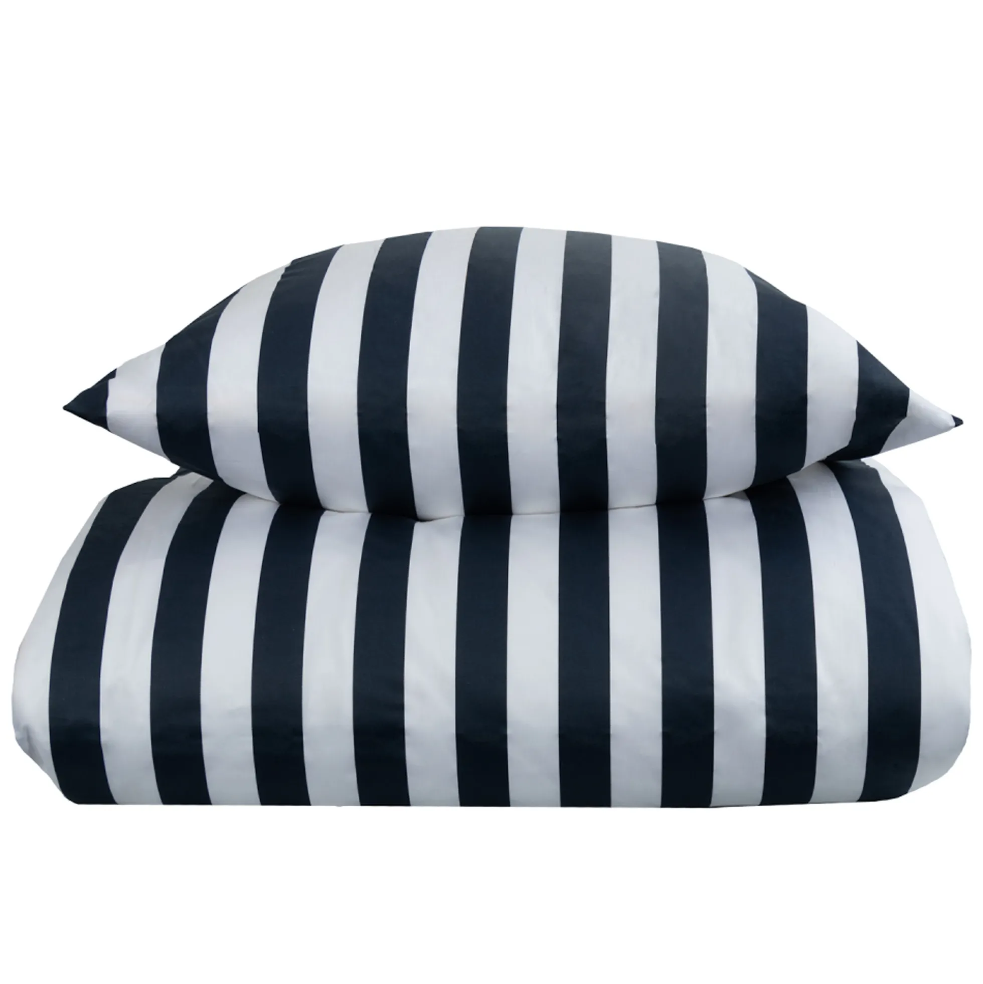 Dobbelt sengetøj 240x220 cm - 100% bomuldssatin - Nordic Stripe - Mørkeblå striber